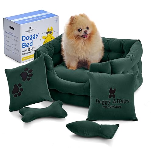 Doggy Affairs HandMade Luxuriöse Hundebetten für kleine Hunde und Katzen, extra kleines Hundebett mit abnehmbarem waschbarem Bezug, ausgefallenes Haustierbett, Premium-Hunde-Couch-Bett, rutschfestes von Doggy Affairs HandMade