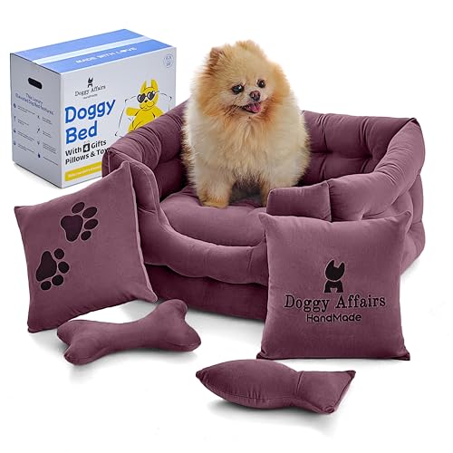 Doggy Affairs HandMade Luxuriöse Hundebetten für kleine Hunde und Katzen, extra kleines Hundebett mit abnehmbarem waschbarem Bezug, ausgefallenes Haustierbett, Premium-Hunde-Couch-Bett, rutschfestes von Doggy Affairs HandMade