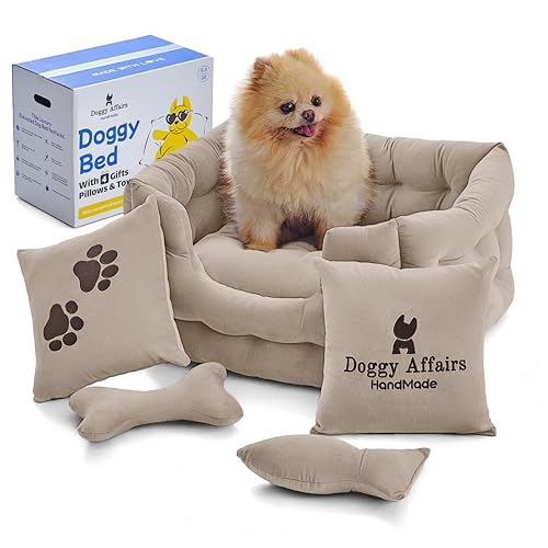 Doggy Affairs HandMade Luxuriöse Hundebetten für kleine Hunde und Katzen, extra kleines Hundebett mit abnehmbarem waschbarem Bezug, ausgefallenes Haustierbett, Premium-Hunde-Couch-Bett, rutschfestes von Doggy Affairs HandMade