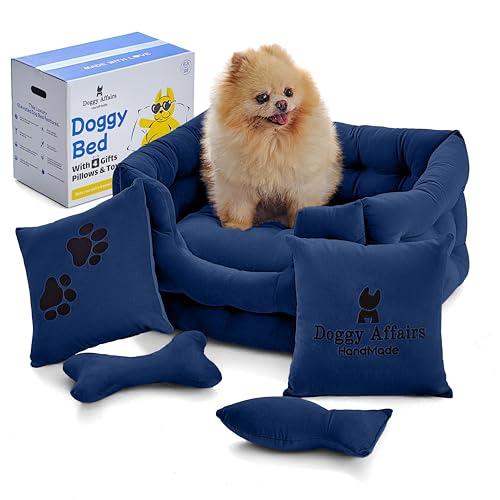 Doggy Affairs HandMade Luxuriöse Hundebetten für kleine Hunde und Katzen, extra kleines Hundebett mit abnehmbarem waschbarem Bezug, ausgefallenes Haustierbett, Premium-Hunde-Couch-Bett, rutschfestes von Doggy Affairs HandMade