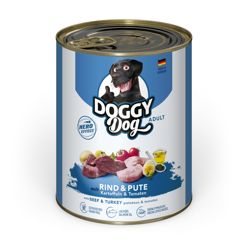 DOGGY Dog Adult 6 x 800 g - Rind & Pute von Doggy Dog