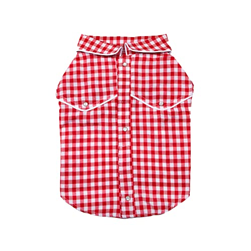 Doggy Parton Red Gingham Westernhemd für Haustiere, Größe XS von Doggy Parton