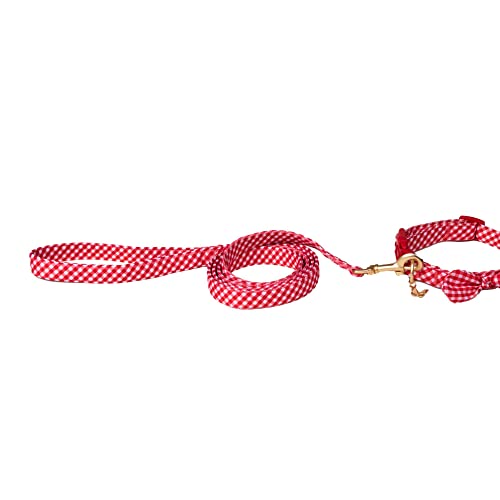 Dolly Doggy Parton Hundegeschirr und Leine/Halsband, Set, Kollektion, rotes Gingham-Halsband, Leine, Größe S von Doggy Parton