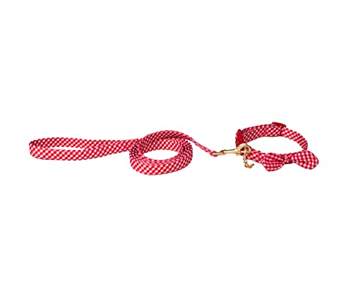 Dolly Doggy Parton Hundegeschirr und Leine/Halsband, Set, Kollektion, rotes Gingham-Halsband, Leine, Set, Größe L von Doggy Parton