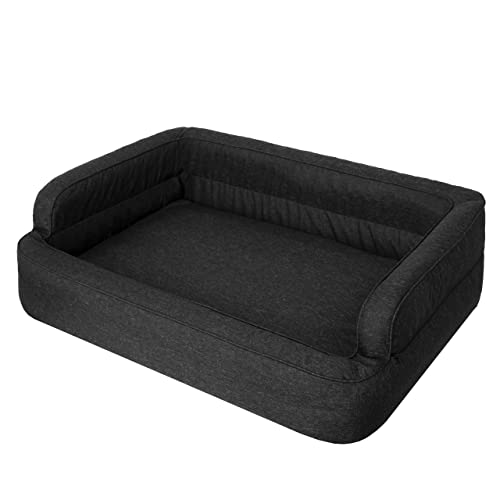 DOGGY Hundebett, Katzenbett, Hundesofa, Abnehmbar Bezug, Hundekorb, Hundekissen, Möbel für Tiere, Hundeliege, Schlafplätze, XL: 96x62 cm, Schwarz von DOGGY