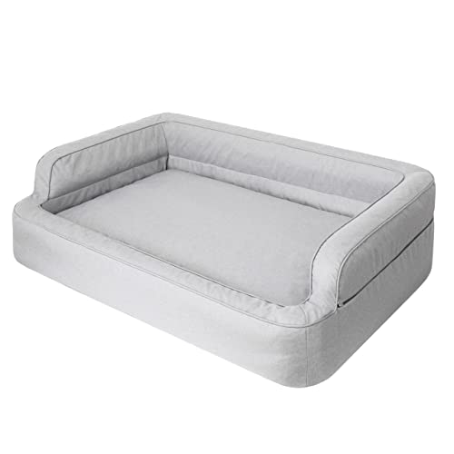 DOGGY Hundebett, Katzenbett, Hundesofa, Abnehmbar Bezug, Hundekorb, Hundekissen, Möbel für Tiere, Hundeliege, Schlafplätze, XXL: 117x79 cm, Asche von DOGGY