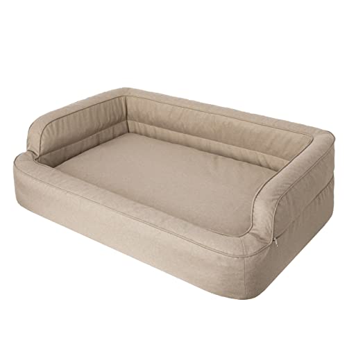 DOGGY Hundebett, Katzenbett, Hundesofa, Abnehmbar Bezug, Hundekorb, Hundekissen, Möbel für Tiere, Hundeliege, Schlafplätze, XXL: 117x79 cm, Beige von DOGGY