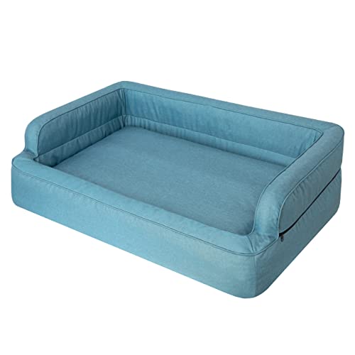 DOGGY Hundebett, Katzenbett, Hundesofa, Abnehmbar Bezug, Hundekorb, Hundekissen, Möbel für Tiere, Hundeliege, Schlafplätze, XXL: 117x79 cm, Blau von DOGGY