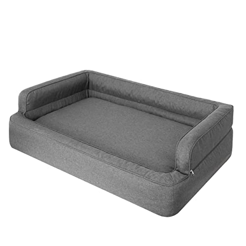 DOGGY Hundebett, Katzenbett, Hundesofa, Abnehmbar Bezug, Hundekorb, Hundekissen, Möbel für Tiere, Hundeliege, Schlafplätze, XXL: 117x79 cm, Graphit von DOGGY