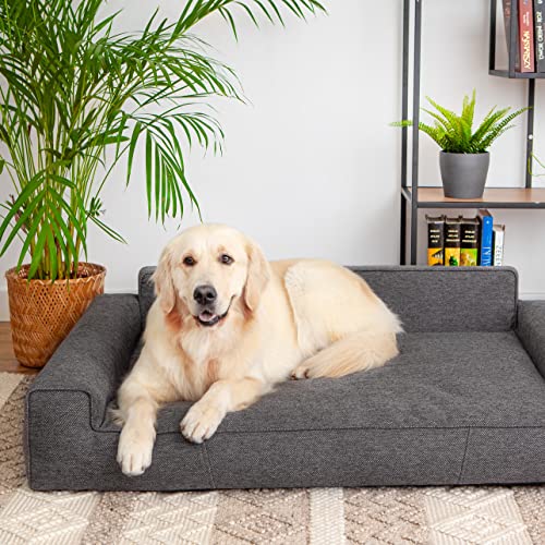 DOGGY Hundebett, Katzenbett, Hundesofa, Abnehmbar Bezug, mittelgroße Hunde, Möbel für Tiere, Hundeliege, Schlafplätze, Waschbar, XXL: 116x78 cm, Graphit von DOGGY