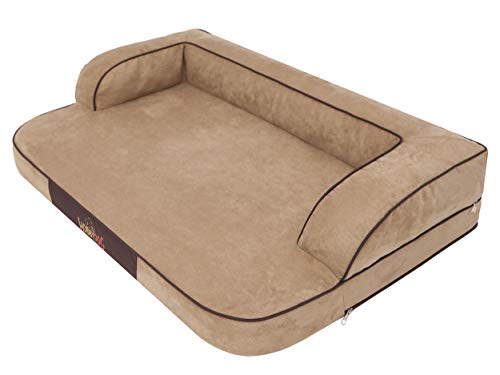 DOGGY Hundebett Haustierbett Katzenbett Ruheplatz Hundeliege Hundekissen Bett Sofa Hundematratze Tierbett Hundesofa Matratze, Beige, XL - 98 x 60 cm von DOGGY