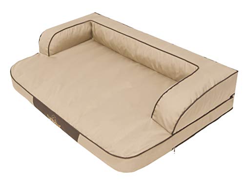 DOGGY Hundebett Katzenbett Haustierbett Hundeliege Ruheplatz Hundekissen Bett Sofa Hundematratze Tierbett Hundesofa Matratze, Beige, L - 80 x 48 cm von DOGGY