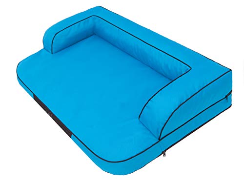 DOGGY Hundebett Katzenbett Haustierbett Hundeliege Ruheplatz Hundekissen Bett Sofa Hundematratze Tierbett Hundesofa Matratze, Blau, L - 80 x 48 cm von DOGGY