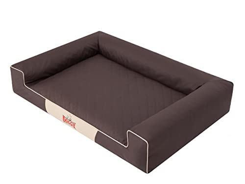 Haustierbett Hundeliegen Kissen Hundebett Liegen Hundekissen Bett Sofa Hundekorb Tierbett Hundesofa: Dunkel Braun mit Streifen, XXL - 118 x 78 cm von DOGGY