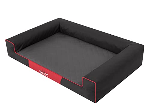 DOGGY Haustierbett Hundeliegen Kissen Hundebett Liegen Hundekissen Bett Sofa Hundekorb Tierbett Hundesofa: Schwarz mit Graphit Matratze, L - 80 x 55 cm von DOGGY