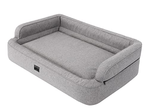 DOGGY Hundebett, Katzenbett, Hundesofa, Abnehmbar Bezug, Hundekorb, Hundekissen, Möbel für Tiere, Hundeliege, Schlafplätze, L: 78x47 cm, Grau von DOGGY