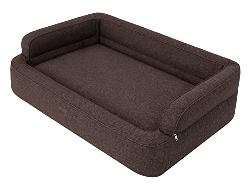 DOGGY Hundebett, Katzenbett, Hundesofa, Abnehmbar Bezug, Hundekorb, Hundekissen, Möbel für Tiere, Hundeliege, Schlafplätze, XXL: 117x79 cm, Braun von DOGGY