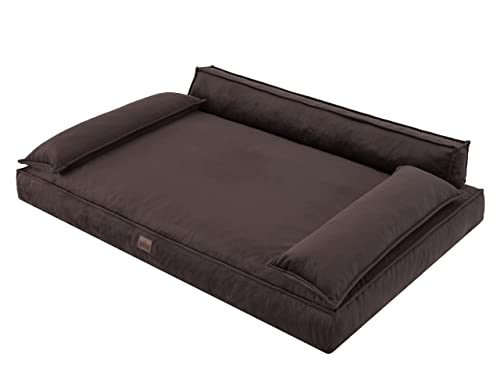 DOGGY Hundebett Haustierbett Hundeliegen Hundecouch Liegen Hundekissen Bett Sofa Hundekorb Tierbett Hundesofa Matratze Schlafplãtze, Braun, 120 x 77 cm von DOGGY