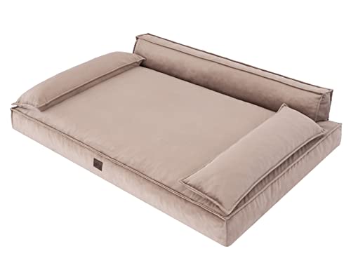 DOGGY Hundebett Haustierbett Hundeliegen Hundecouch Liegen Hundekissen Bett Sofa Hundekorb Tierbett Weich Hundesofa Matratze Schlafplãtze, Beige, 99 x 66 cm von DOGGY