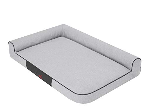 DOGGY Hundebett Katzenbett Haustierbett Hundeliege Gesteppt Hundekissen Bett Hundematratze Tierbett Hundesofa Matratze, Asche Ökoleinen, XXL - 115 x 80cm von DOGGY