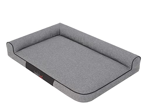 DOGGY Hundebett Katzenbett Haustierbett Hundeliege Gesteppt Hundekissen Bett Hundematratze Tierbett Hundesofa Matratze, Grau Ökoleinen, XXL - 115 x 80cm von DOGGY