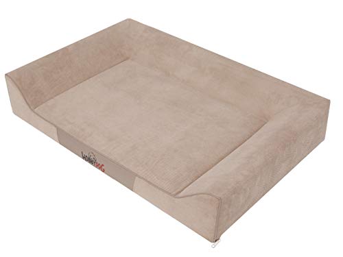 DOGGY Hundebett Katzenbett Haustierbett Hundeliege Ruheplatz Hundekissen Bett Hundematratze Tierbett Hundesofa Matratze, Beige Savoy, XXL - 120 x 80 cm von DOGGY