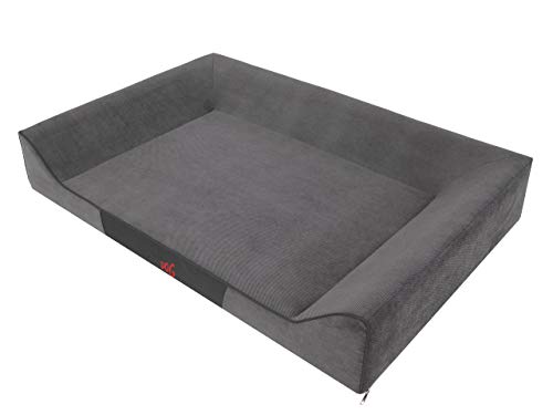 DOGGY Hundebett Katzenbett Haustierbett Hundeliege Ruheplatz Hundekissen Bett Hundematratze Tierbett Hundesofa Matratze, Graphit Savoy, L - 80 x 55 cm von DOGGY