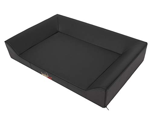 DOGGY Hundebett Katzenbett Haustierbett Hundeliege Ruheplatz Hundekissen Bett Hundematratze Tierbett Hundesofa Matratze, Schwarz Ökoleder, XXL - 120 x 80 cm von DOGGY