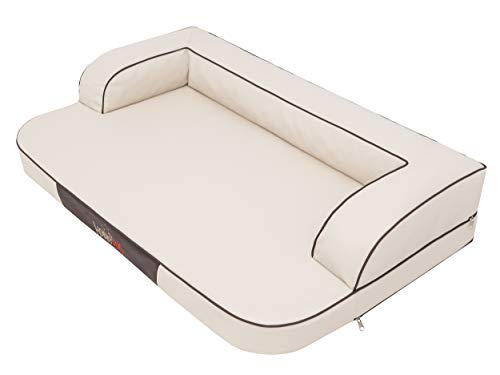 DOGGY Hundebett Katzenbett Haustierbett Hundeliege Ruheplatz Hundekissen Bett Sofa Hundematratze Tierbett Hundesofa Matratze, Beige, XXL - 118 x 78 cm von DOGGY