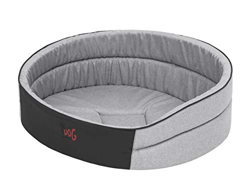 DOGGY Hundebett Katzenbett Haustierbett Hundeliege Runde Hundekissen Bett Hundematratze Tierbett Hundesofa Matratze, Asche Ökoleinen, R1-42 x 30 cm von DOGGY