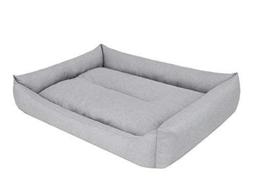 DOGGY Hundebett Katzenbett Haustierbett Katzenliege Hundeliege Hundekissen Hundematratze Tierbett Hundesofa Matratze, Asche Ökoleinen, L - 62 x 43 cm von DOGGY