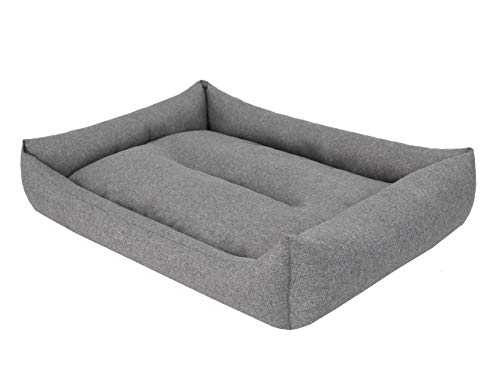 DOGGY Hundebett Katzenbett Haustierbett Katzenliege Hundeliege Hundekissen Hundematratze Tierbett Hundesofa Matratze, Grau Ökoleinen, L - 62 x 43 cm von DOGGY