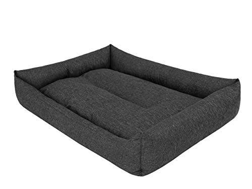 DOGGY Hundebett Katzenbett Haustierbett Katzenliege Hundeliege Hundekissen Hundematratze Tierbett Hundesofa Matratze, Schwarz Ökoleinen, XL - 82 x 60 cm von DOGGY