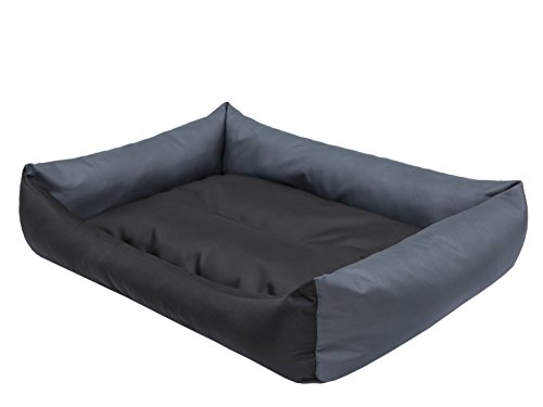 DOGGY Hundebett Katzenbett Haustierbett Katzenliege Hundeliege Hundekissen Hundematratze Tierbett Hundesofa Matratze, Schwarz und Graphit, L - 62 x 43 cm von DOGGY