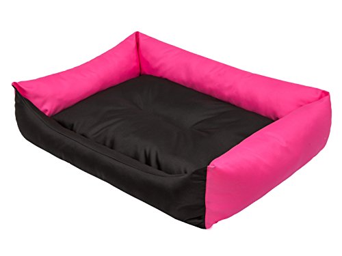 DOGGY Hundebett Katzenbett Haustierbett Katzenliege Hundeliege Hundekissen Hundematratze Tierbett Hundesofa Matratze, Schwarz und rosa, L - 62 x 43 cm von DOGGY