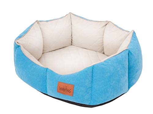 DOGGY Hundebett Rundebett Hundematratze Katzenbett Haustierbett Hundeliege Ruheplatz Hundekissen Katzenmatratze Tierbett Matratze, Blau, M - 53 x 45 cm von DOGGY