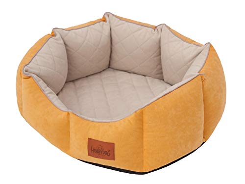 DOGGY Hundebett Rundebett Hundematratze Katzenbett Haustierbett Hundeliege Ruheplatz Hundekissen Katzenmatratze Tierbett Matratze, Gelb, M - 53 x 45 cm von DOGGY