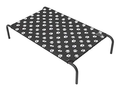 DOGGY Hundebett mit kühlender Wirkung Haustierbett Katzenbett Hundeliege Hundekissen Bett Tierbett Hundesofa Matratze, Schwarz mit Pfoten, L - 80 x 42cm von DOGGY