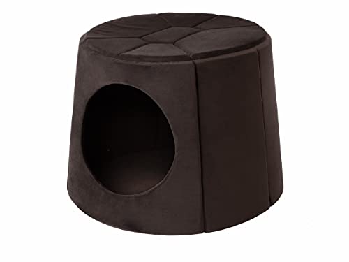 DOGGY Hundehöhle Hundebett Katzenbett Hundehütte Haustierbett Hundehaus Hundeliegen Hundesofa Korb Sofa Hundekissen Schlafplatz, Braun, 2: ∅70 x 53 cm von DOGGY