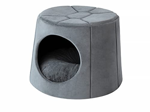 DOGGY Hundehöhle Hundebett Katzenbett Hundehütte Haustierbett Hundehaus Hundeliegen Hundesofa Korb Sofa Hundekissen Schlafplatz, Grau, 1: ∅60 x 45 cm von DOGGY