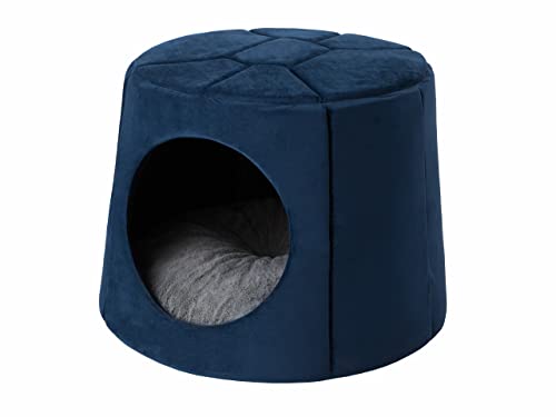 DOGGY Hundehöhle Hundebett Katzenbett Hundehütte Haustierbett Hundehaus Hundeliegen Hundesofa Korb Sofa Hundekissen Schlafplatz, Navy Blau, 1: ∅60 x 45 cm von DOGGY