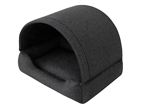 Hundehöhle Hundebett Katzenbett Hundehütte Haustierbett Hundehaus Hundeliegen Hundesofa Korb Sofa Hundekissen Schlafplatz, Schwarz, 60x47 cm von DOGGY