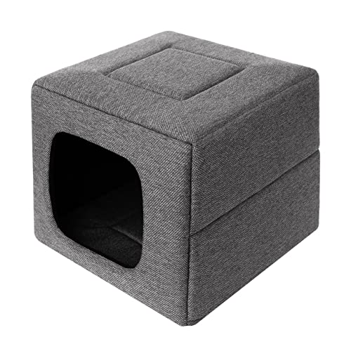 DOGGY Hundehöhle Hundebett Katzenbett Hundehütte Haustierbett Hundehaus Hundeliegen Hundesofa Korb Sofa Schlafplatz, Größe 2: 45x45x35/17,5 cm, Graphit von DOGGY