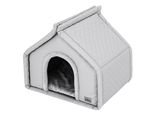 Hundehütte Katzenhütte Hundehöhle Katzenhöhle Hundehaus Katzenhaus Hütte Höhle Hundekissen Katzenkissen Haustierhütte Große R1-42 x 32 cm Asche von DOGGY