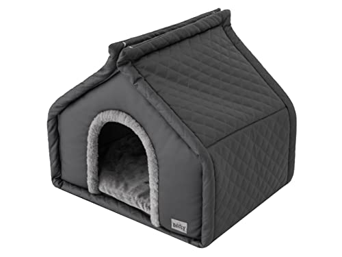 Hundehütte Katzenhütte Hundehöhle Katzenhöhle Hundehaus Katzenhaus Hütte Höhle Hundekissen Katzenkissen Haustierhütte Große R1-42 x 32 cm Graphit von DOGGY