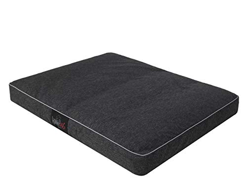 DOGGY Hundematratze Hundebett Katzenbett Haustierbett Hundeliege Ruheplatz Hundekissen Bett Sofa Tierbett Matratze, Schwarz Ökoleinen, L - 90 x 70 cm von DOGGY