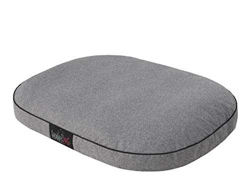 DOGGY Hundematratze Runde Hundebett Katzenbett Haustierbett Hundeliege Ruheplatz Hundekissen Tierbett Matratze, Dunkelgrau Ökoleinen, L - 87 x 68 cm von DOGGY