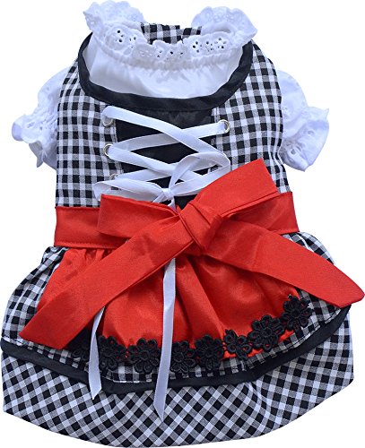 Doggy Dolly DL001 Hunde Dirndl, schwarz Kariert, Größe : XS von Doggydolly