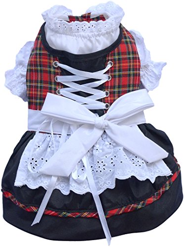 Doggy Dolly DL005 Hunde Dirndl, rot/schwarz Kariert, Größe : L von Doggy Dolly