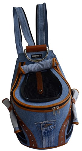 Doggy Dolly PC031 Hunderucksack Jeans mit Netzfenster, Tragetasche, blau-braun von Doggydolly